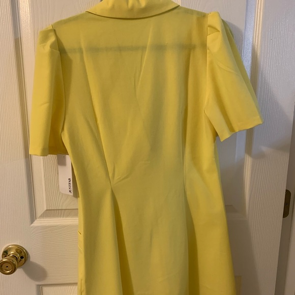 NWT JustFab Pale Yellow Mod 60s Style Puff Sleeve Blazer Dress - Picture 3 of 6